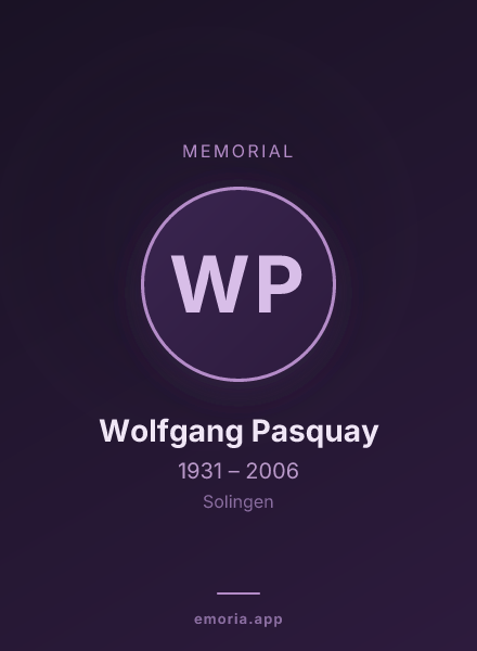Memorial portrait of Wolfgang Pasquay