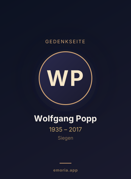 Gedenkportrait von Wolfgang Popp