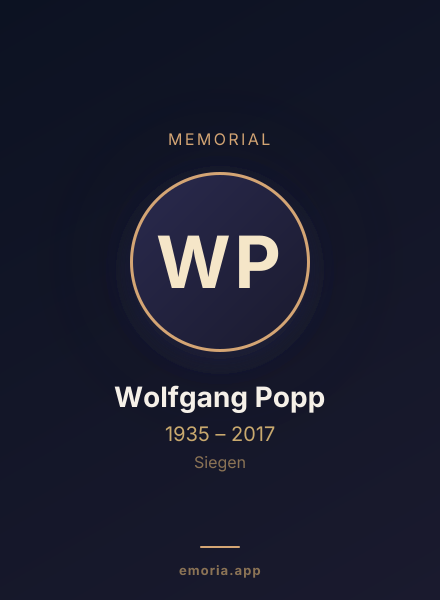 Memorial portrait of Wolfgang Popp