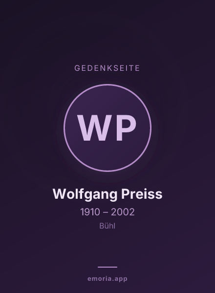 Gedenkportrait von Wolfgang Preiss