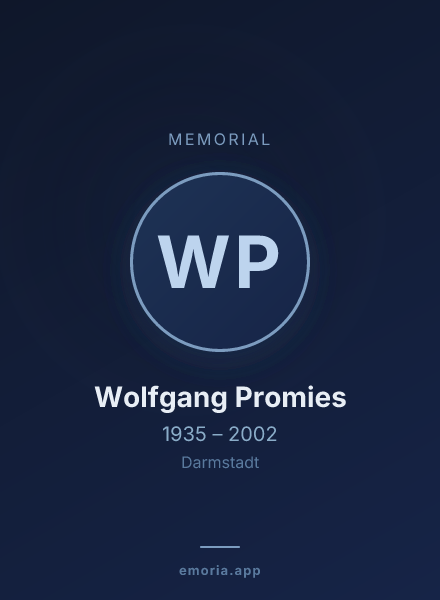 Memorial portrait of Wolfgang Promies