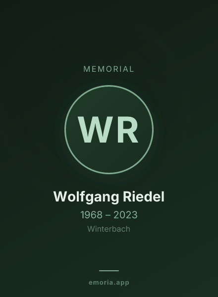 Memorial portrait of Wolfgang Riedel