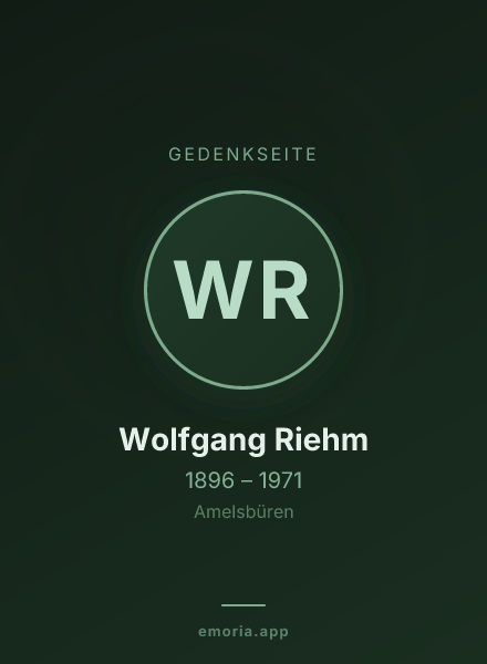 Gedenkportrait von Wolfgang Riehm