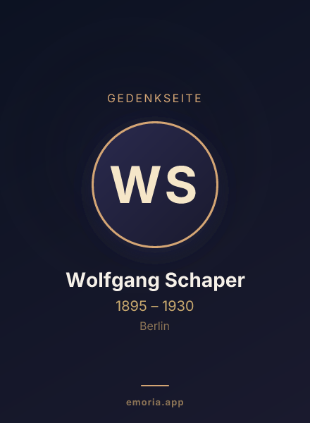 Gedenkportrait von Wolfgang Schaper