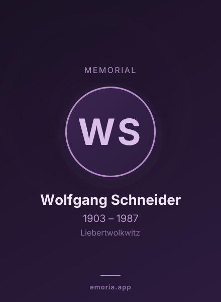 Memorial portrait of Wolfgang Schneider