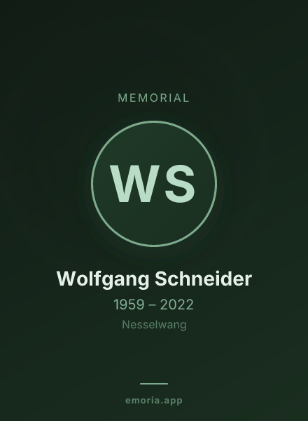 Memorial portrait of Wolfgang Schneider
