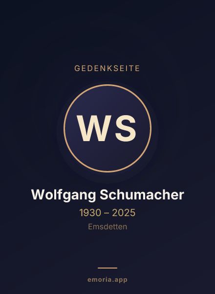 Gedenkportrait von Wolfgang Schumacher