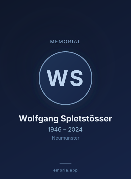 Memorial portrait of Wolfgang Spletstösser