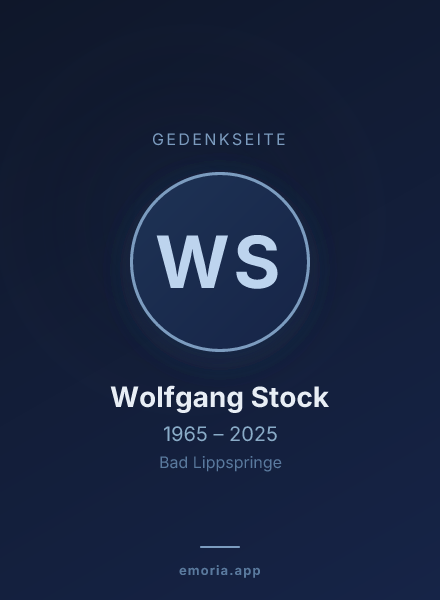 Gedenkportrait von Wolfgang Stock