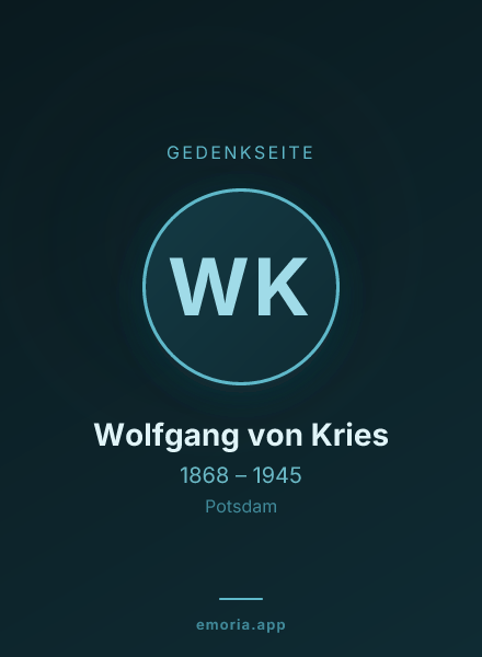 Gedenkportrait von Wolfgang von Kries