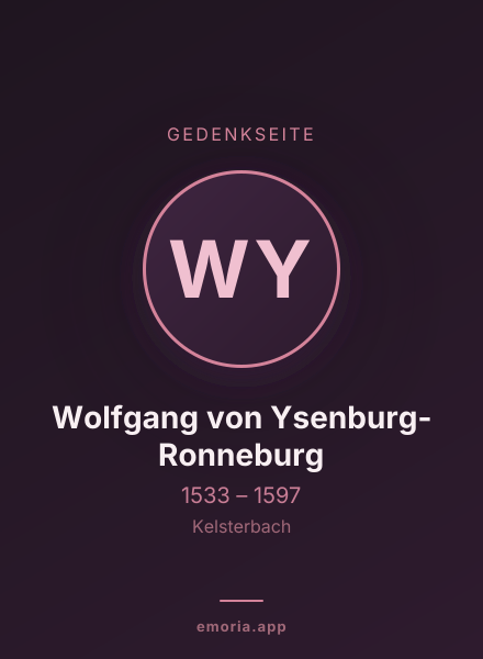 Gedenkportrait von Wolfgang von Ysenburg-Ronneburg