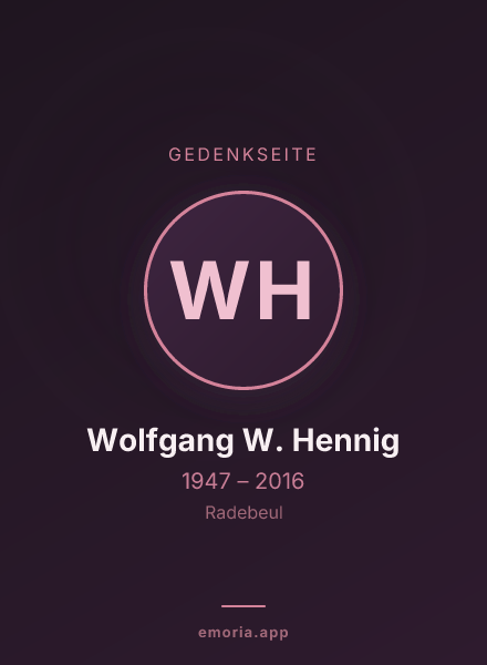 Gedenkportrait von Wolfgang W. Hennig