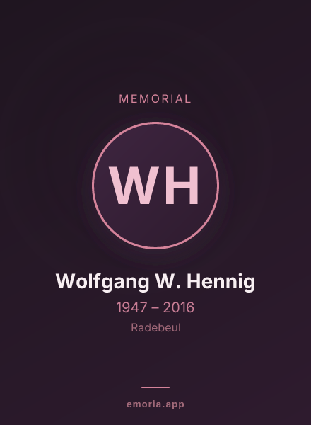 Memorial portrait of Wolfgang W. Hennig