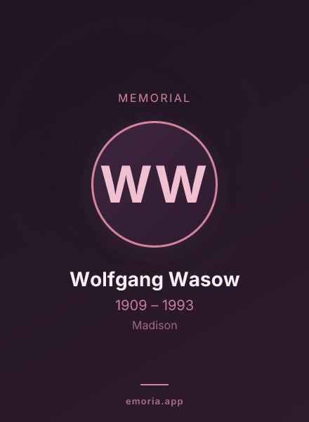Memorial portrait of Wolfgang Wasow