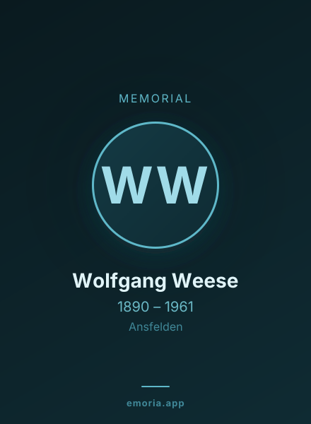 Memorial portrait of Wolfgang Weese
