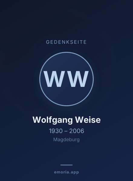 Gedenkportrait von Wolfgang Weise