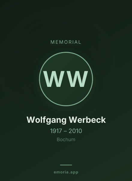 Memorial portrait of Wolfgang Werbeck