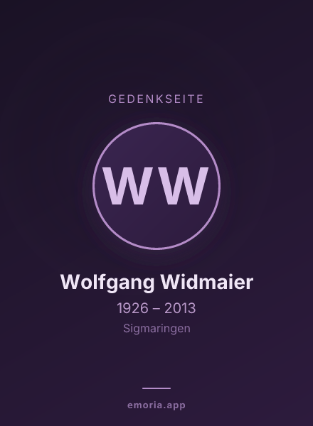 Gedenkportrait von Wolfgang Widmaier