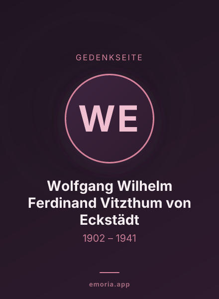 Gedenkportrait von Wolfgang Wilhelm Ferdinand Vitzthum von Eckstädt
