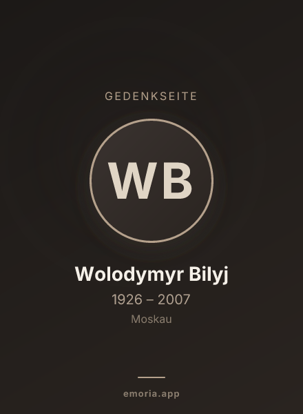 Gedenkportrait von Wolodymyr Bilyj