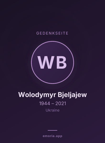 Gedenkportrait von Wolodymyr Bjeljajew
