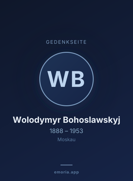 Gedenkportrait von Wolodymyr Bohoslawskyj