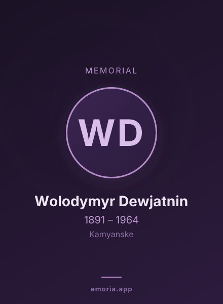 Memorial portrait of Wolodymyr Dewjatnin