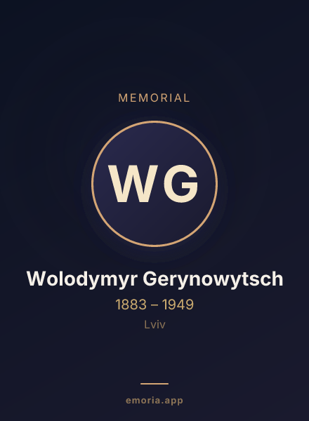 Memorial portrait of Wolodymyr Gerynowytsch