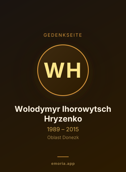 Gedenkportrait von Wolodymyr Ihorowytsch Hryzenko