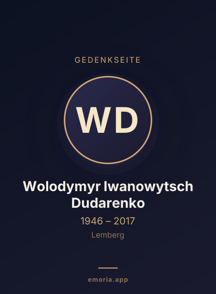 Gedenkportrait von Wolodymyr Iwanowytsch Dudarenko