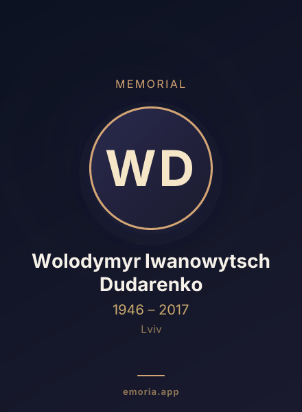 Memorial portrait of Wolodymyr Iwanowytsch Dudarenko