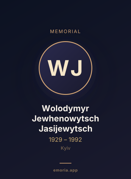 Memorial portrait of Wolodymyr Jewhenowytsch Jasijewytsch