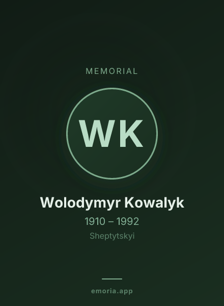 Memorial portrait of Wolodymyr Kowalyk