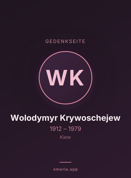 Gedenkportrait von Wolodymyr Krywoschejew