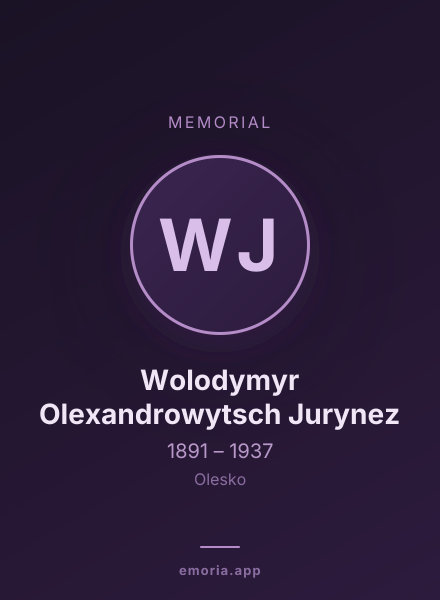 Memorial portrait of Wolodymyr Olexandrowytsch Jurynez