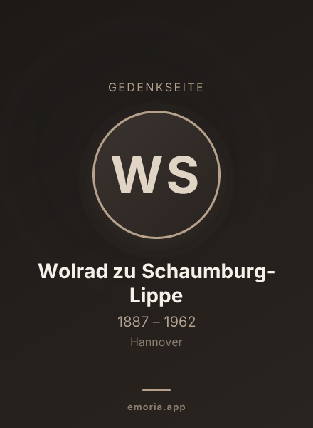 Gedenkportrait von Wolrad zu Schaumburg-Lippe