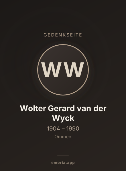 Gedenkportrait von Wolter Gerard van der Wyck