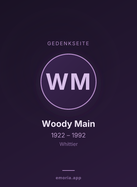 Gedenkportrait von Woody Main