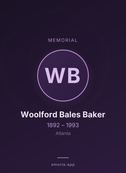 Memorial portrait of Woolford Bales Baker