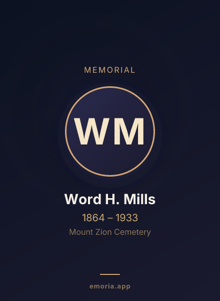 Memorial portrait of Word H. Mills