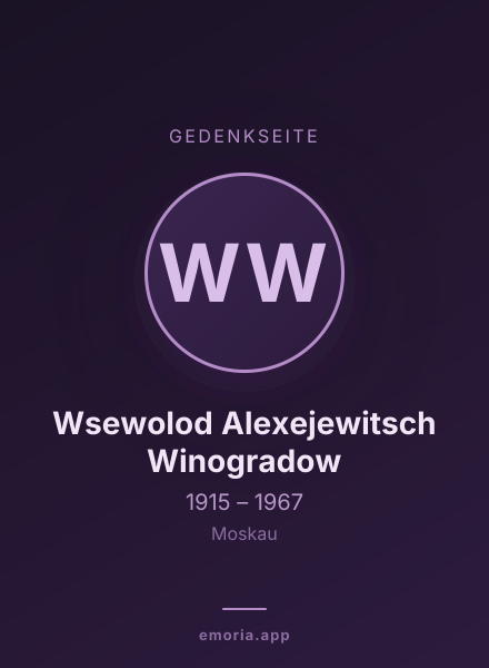 Gedenkportrait von Wsewolod Alexejewitsch Winogradow
