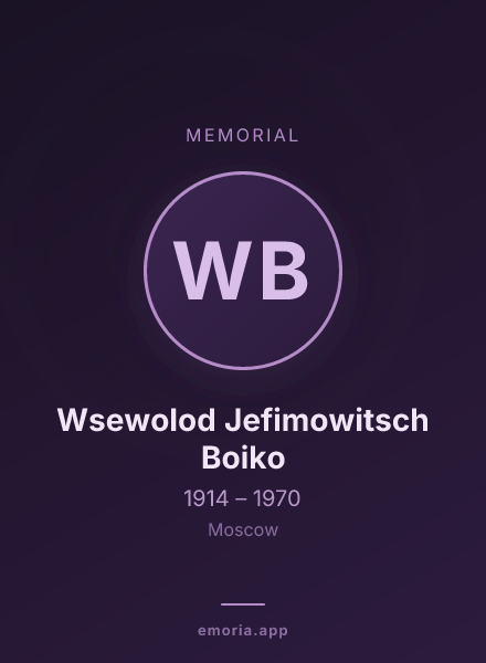 Memorial portrait of Wsewolod Jefimowitsch Boiko