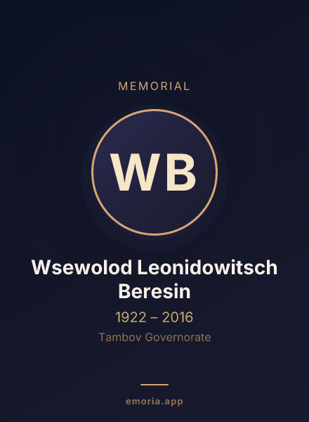 Memorial portrait of Wsewolod Leonidowitsch Beresin
