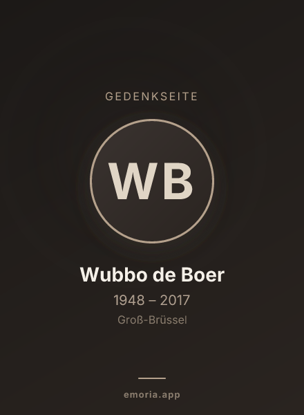 Gedenkportrait von Wubbo de Boer