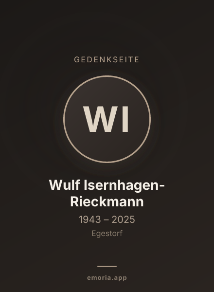 Gedenkportrait von Wulf Isernhagen-Rieckmann