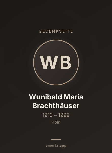 Gedenkportrait von Wunibald Maria Brachthäuser