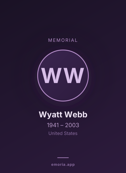 Memorial portrait of Wyatt Webb