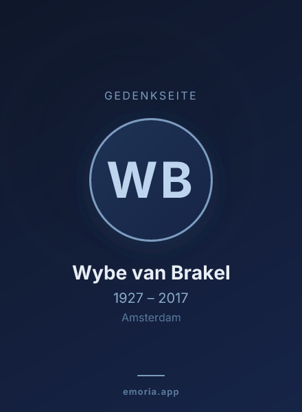 Gedenkportrait von Wybe van Brakel