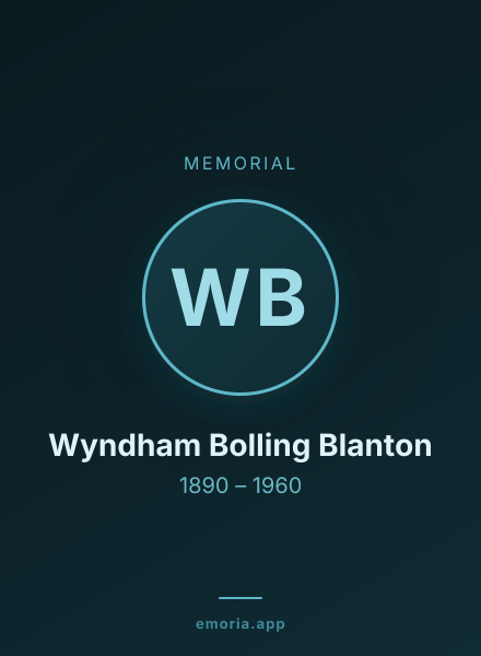 Memorial portrait of Wyndham Bolling Blanton