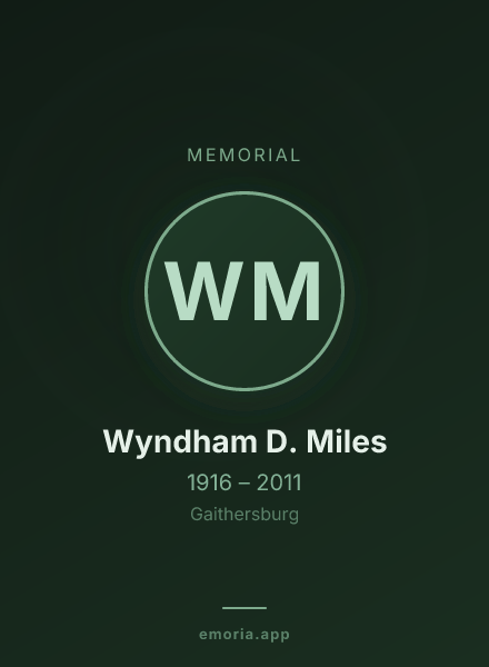 Memorial portrait of Wyndham D. Miles